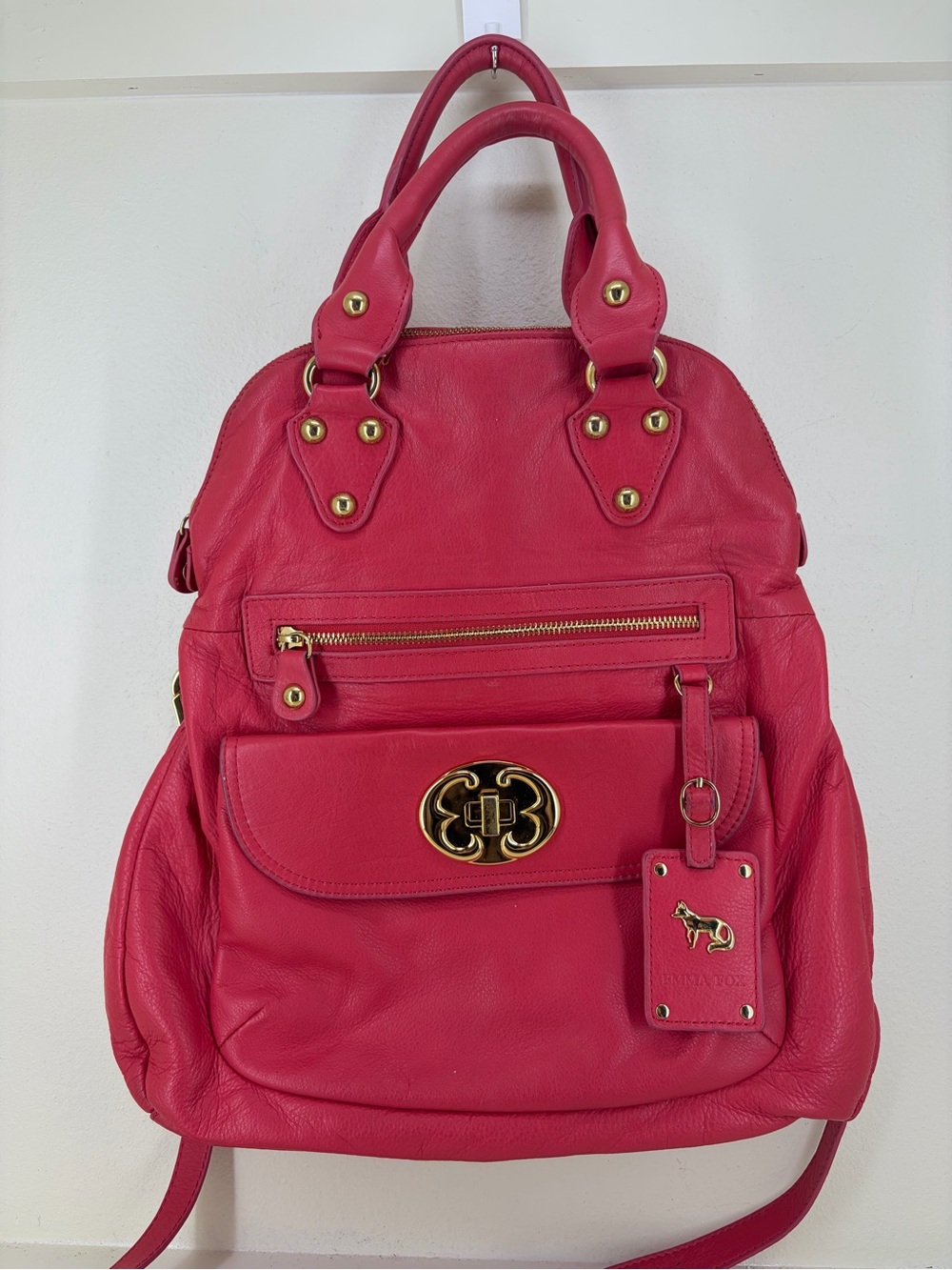 Emma Fox Hot Pink Leather with Gold Hardware shoulder bag